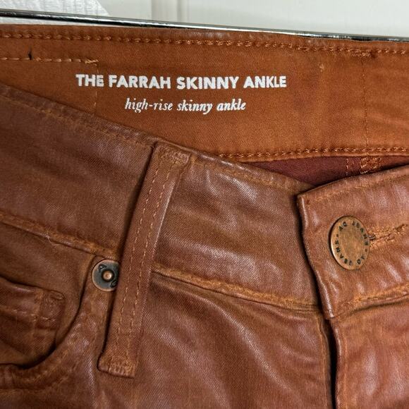 AG Adriano Goldschmied The Farrah Skinny Ankle Brown Coated Pants Women’s 25R - Picture 12 of 13